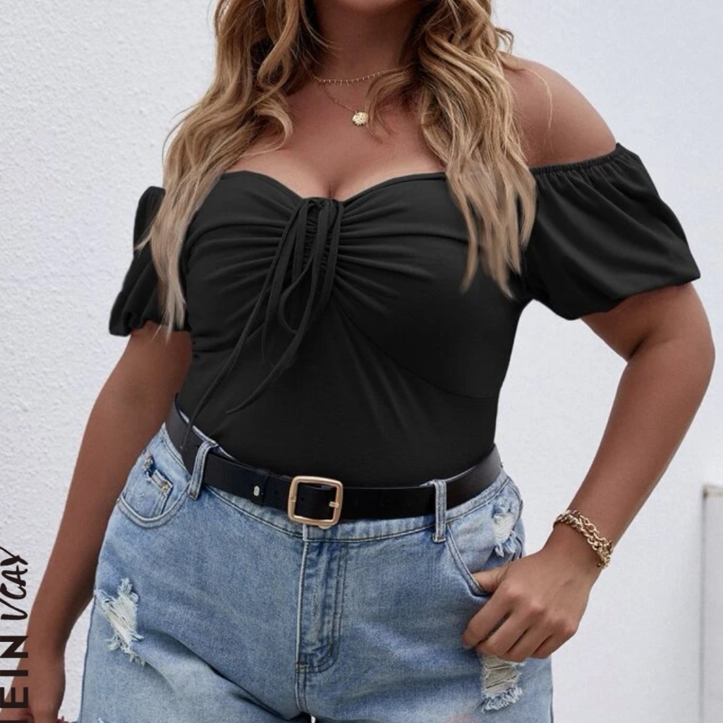 Off Shoulder Black Tee